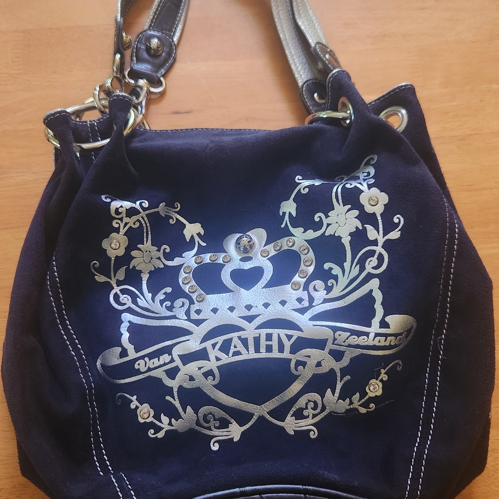 Kathy Van Zeeland Purple Silver Shoulder Bag Elegant Design